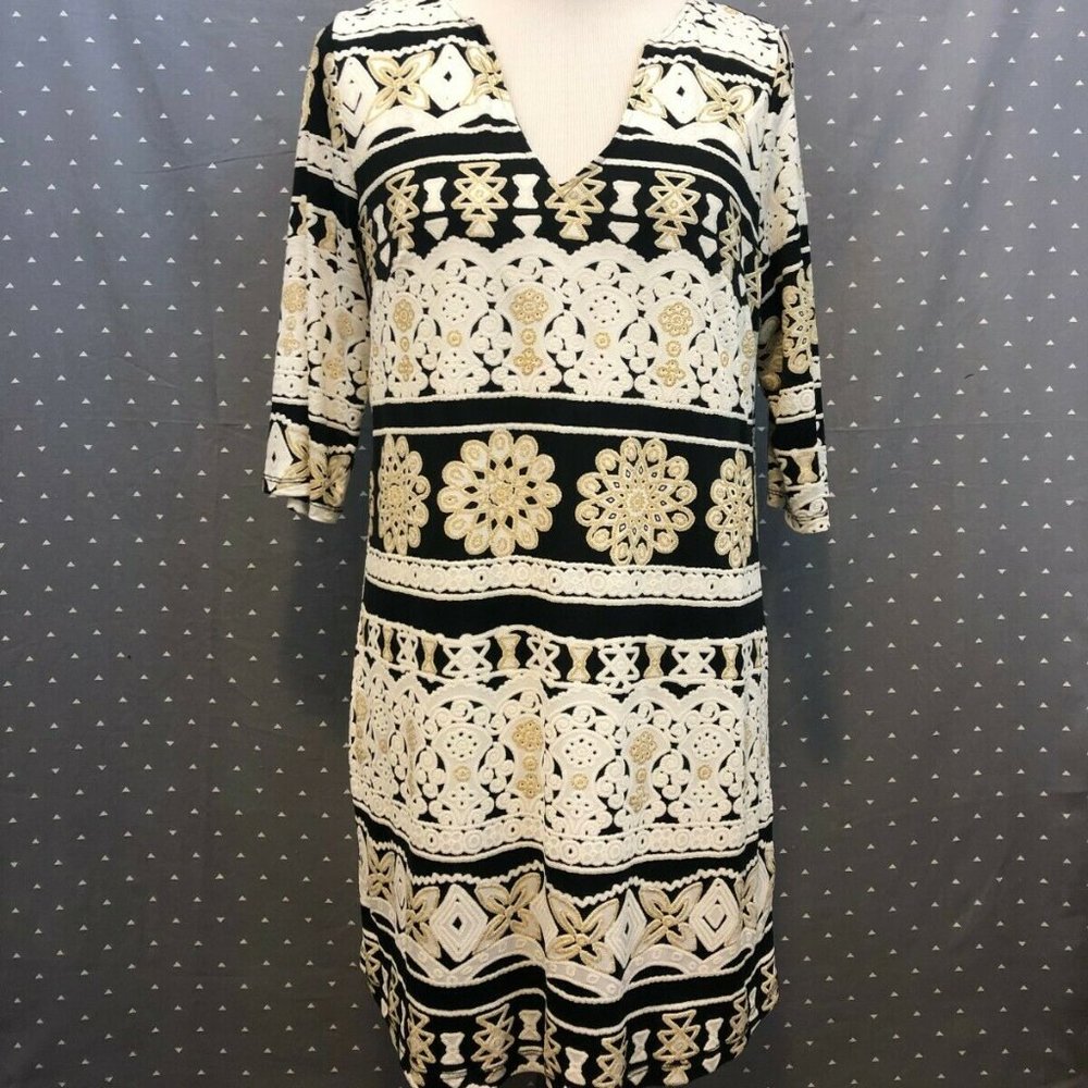 Harper by Francesa Dress Large Black Gold Floral